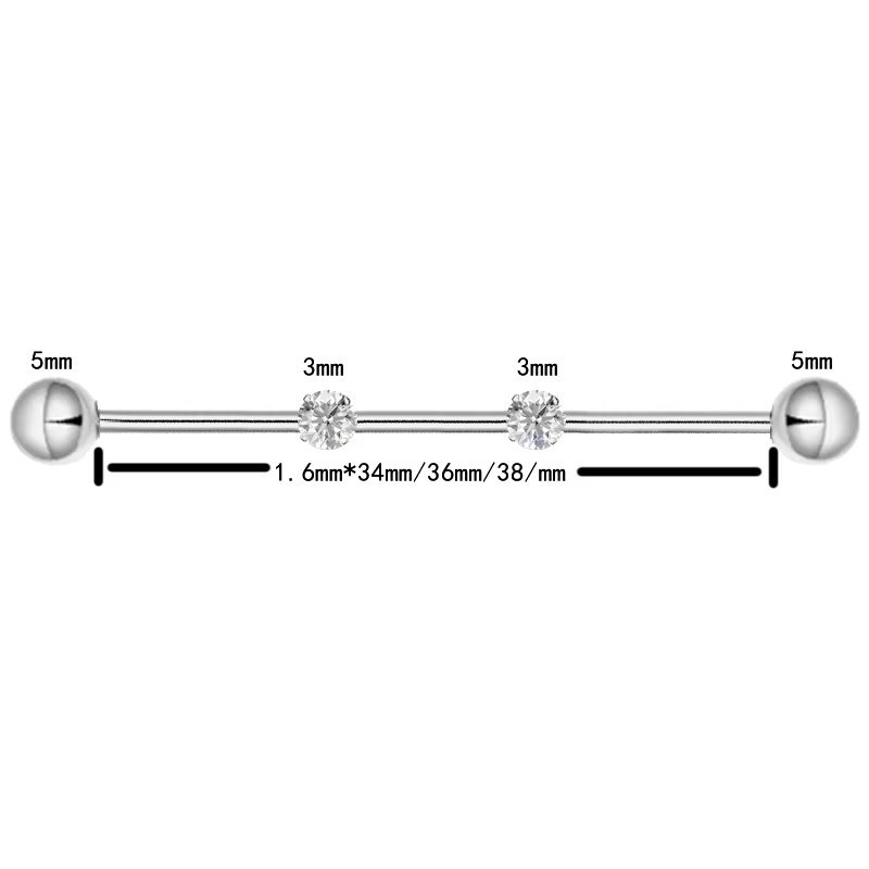 F136 Titanium Alloy Implant Grade Inner Spiral Tragus Ear Piercing Double-Ended Straight Rod with Zircon Ear Bridge Nail detail image 20