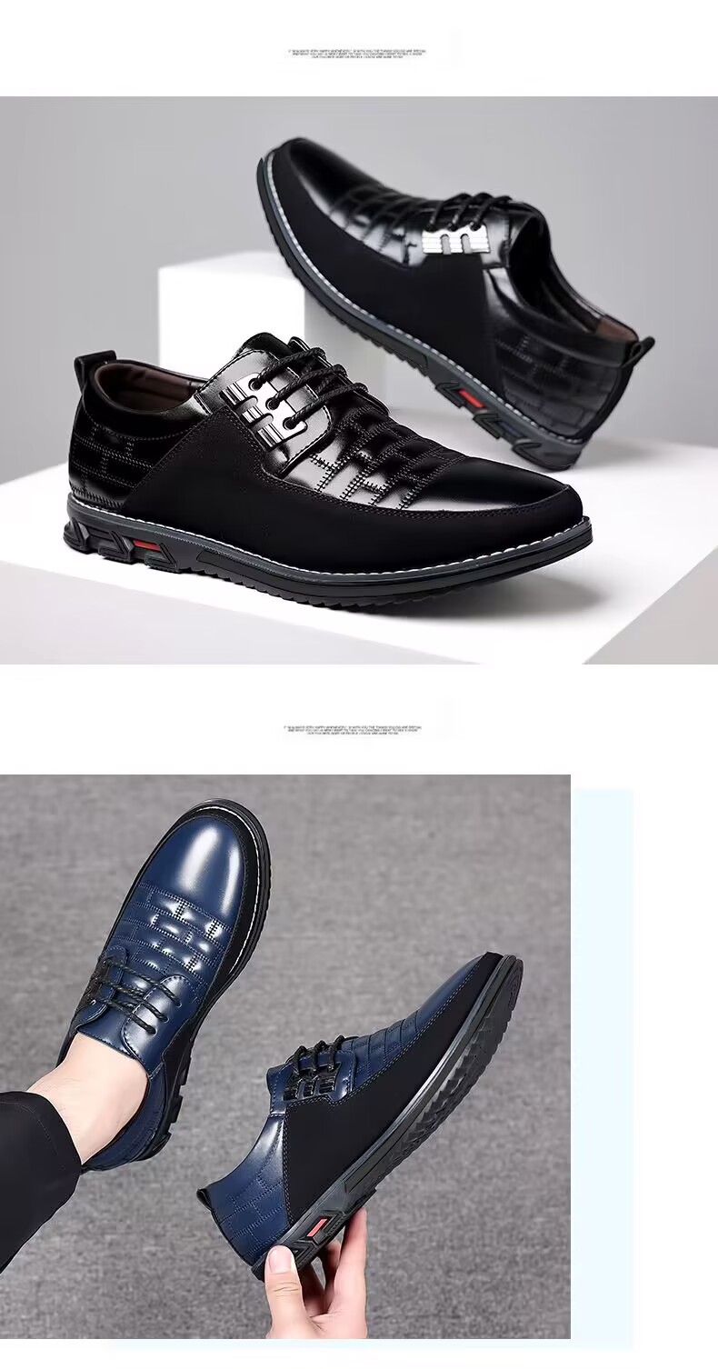 Men's round head men's casual shoes front lace-up casual shoes flat casual men's shoes_vogvips.com