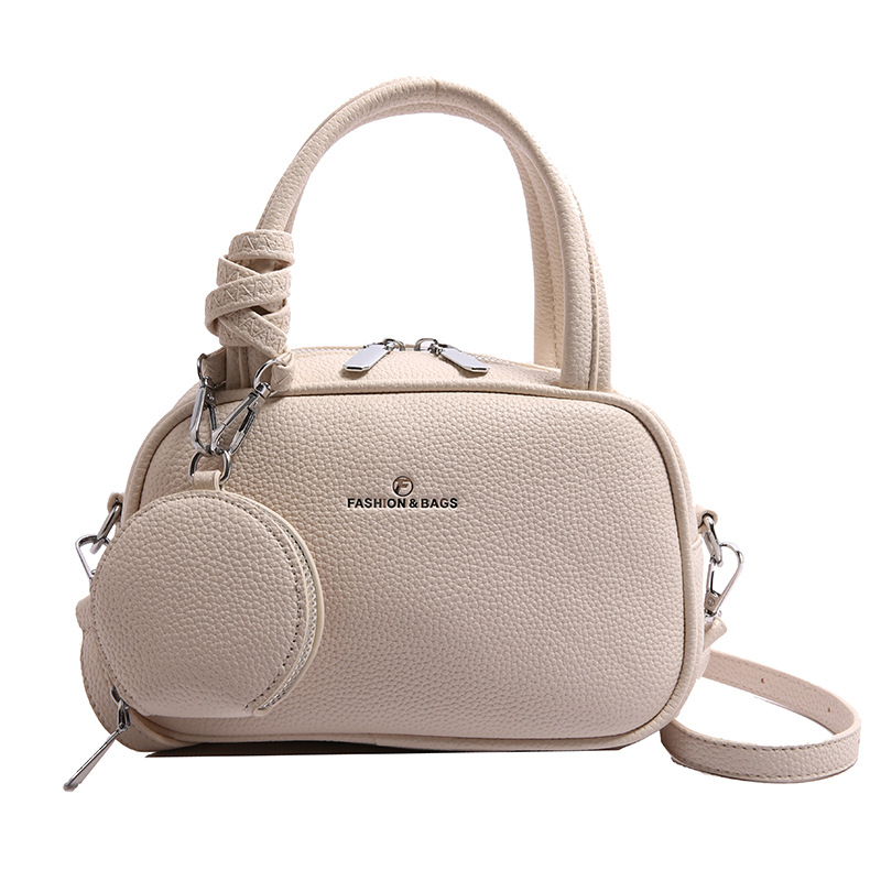 Bolso de moda coreano 2025 primavera y verano nuevo bolso femenino bolso de hombro con patrón de lichi simple bolso de mensajero de letras casuales