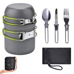 Factory Sales Single Person Hard Anodized Aluminum Camp Pot Outdoor Picnic Pot Cooking Set DS101