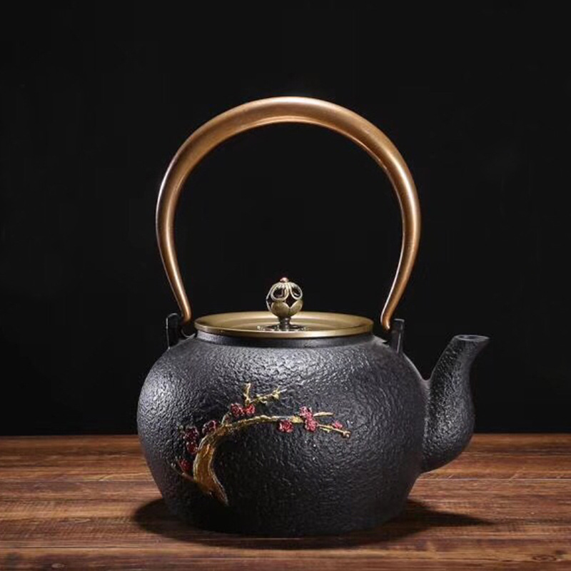 Dianggong Tang Dragon y Phoenix Opera Perla olla de hierro imitación japonesa del Sur antigua olla de hierro tetera sin recubrimiento juego de té de Kung Fu