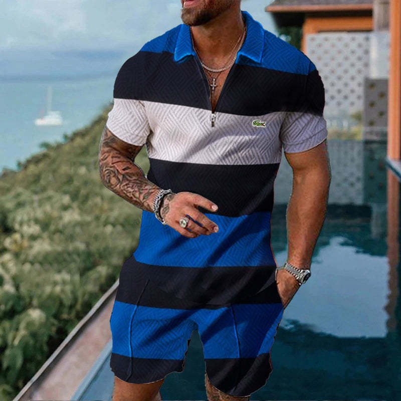 Nuevo europeo y americano transfronterizo de los hombres 3 Polo camisa traje de solapa de manga corta Jersey casual camiseta de los hombres de una sola pieza de entrega