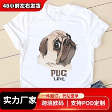 Women T-shirts Dig Face Pug 2025 Ladies Fashion Clothing Sho