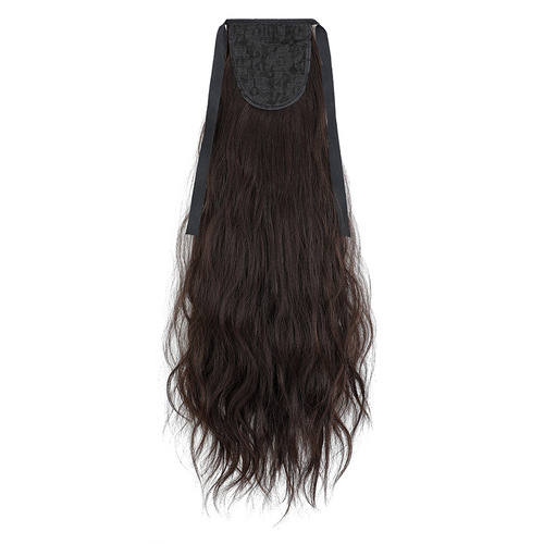 Women's ponytail wig, strap-style, seamless, realistic imitation ponytail with wavy long hair—natural-looking, long curly hair extensions, in stock at the factory.