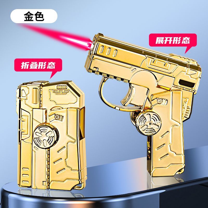 Nueva punta de dedo plegable giroscopio pistola encendedor novio celebridad de Internet inflable a prueba de viento rotación creativa descompresión personalidad image 19
