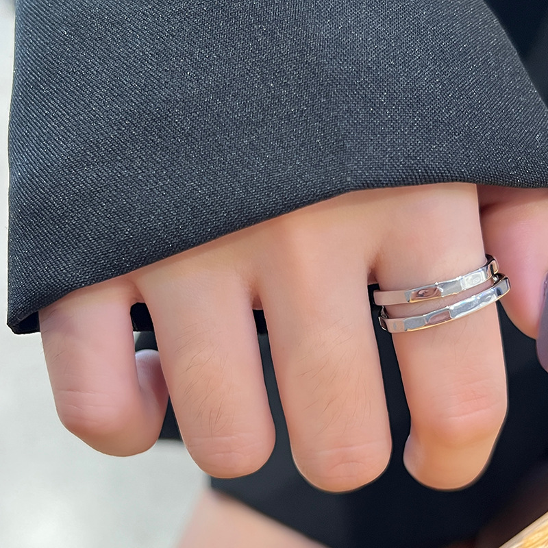 Retro Bear Silver Plated Plating Open Ring