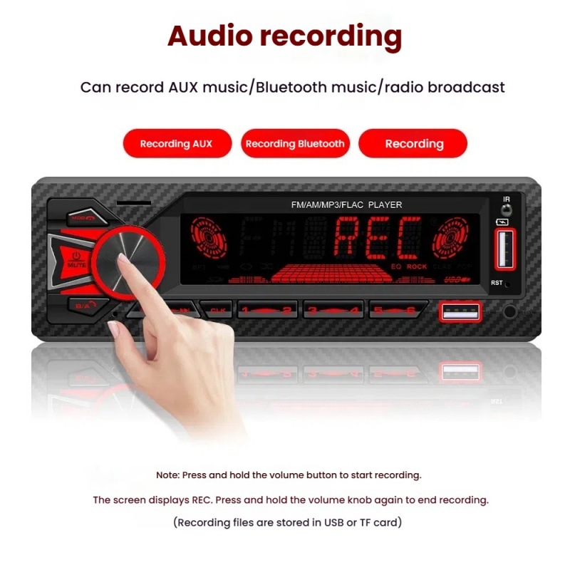 6603 Bluetooth coche radio de un solo lingote colorido HD música sin pérdidas tarjeta USB reproductor de MP3 del coche