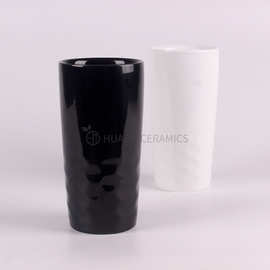 双层陶瓷杯 旅行杯 高杯 工厂定制LOGO 批发价格 浮雕杯 车载杯