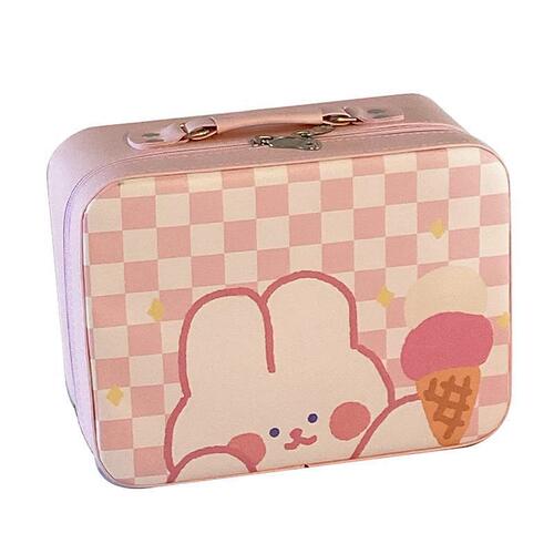ins new cute rabbit cosmetic case girl heart portable large capacity cosmetic bag storage box travel toiletry bag