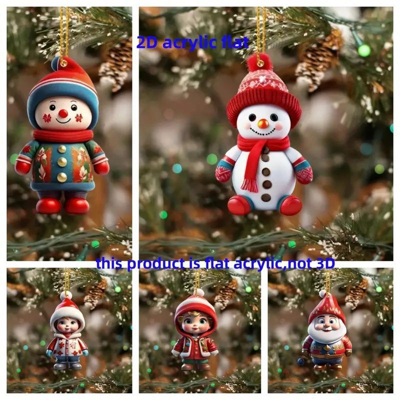 Nuevos productos transfronterizos personajes lindos de Navidad accesorios de automóvil acrílico plano espejo retrovisor decoración colgante