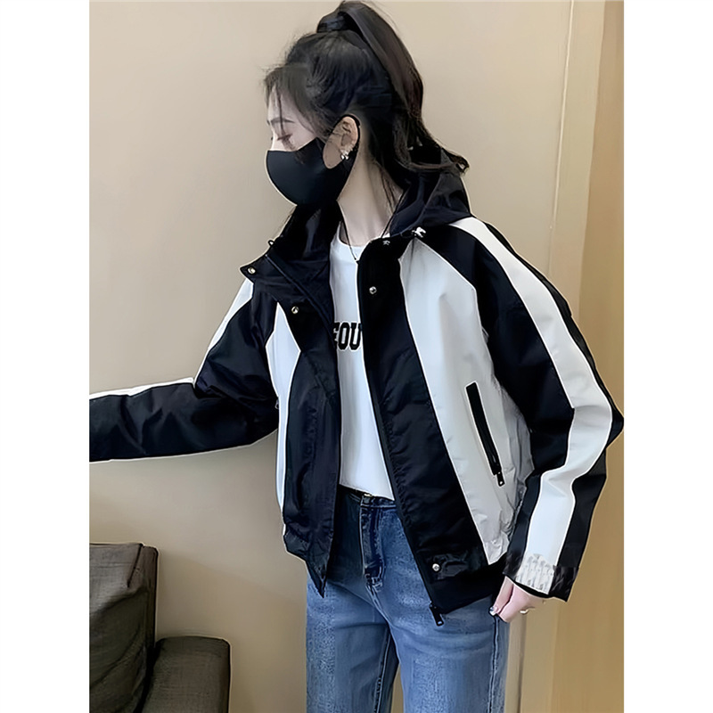 连帽冲锋衣短外套女款春秋季2025新款小个子洋气好看休闲夹克上衣|undefined