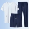 White/dark blue leggings