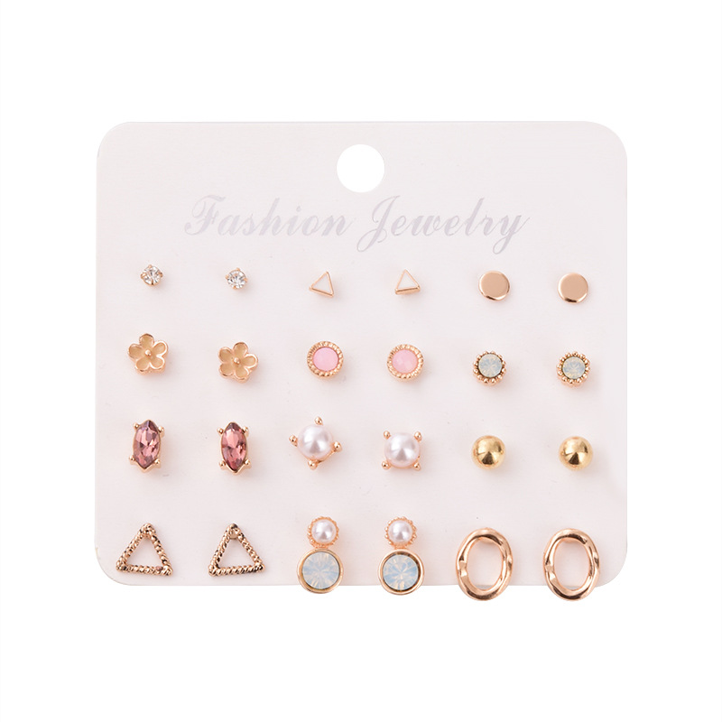 Fashion Pearl Diamond Geometric Earrings Wholesale display picture 6