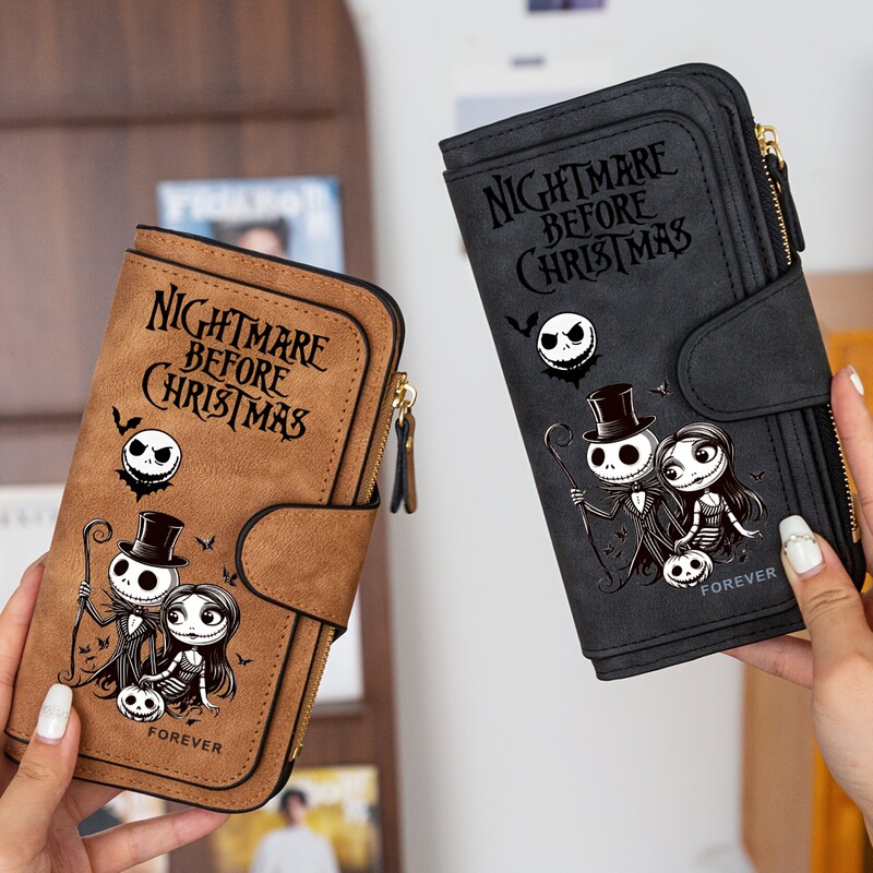 The Nightmare Before Christmas Jack and Sally Long Wallet Dark Gothic Style PU Leather Clutch Bag The Nightmare Before Christmas Jack and Sally Long Wallet Dark Gothic Style PU Leather Clutch Bag