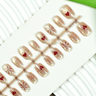 Trendy Little Red Book Golden Cat Eye Fireworks Heart Nail Art Atmosphere Whitening New Year Wearable Nail Tips