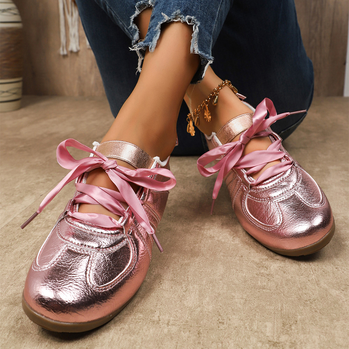 대외 무역 크로스보더 대형 골드 틈새 육군 훈련 신발 레이스 업 포레스트 검프 신발 캐주얼 스포츠 여성용 다용도 복고풍 운동화