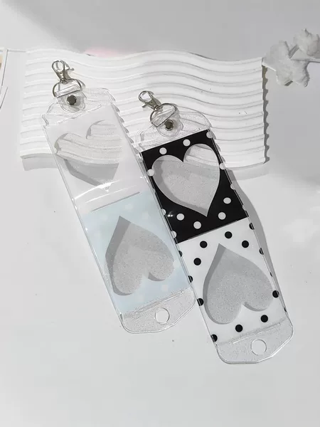 Ins-Style Double-Sided Multi-Card Slot Lobster Clasp Polka Dot Card Holder Photo Card Pendant Key Ring 3inch Card Holder Card Clip