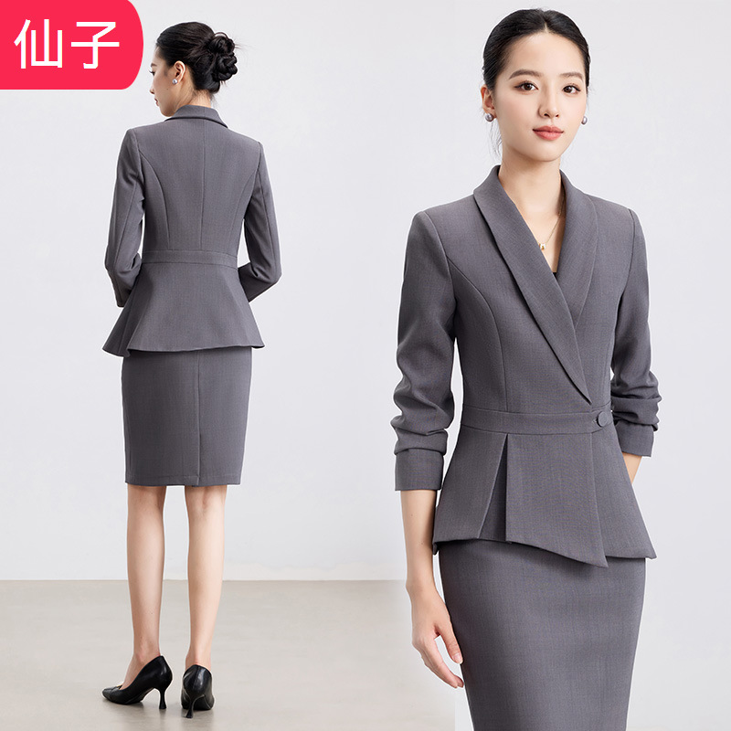 女新款通勤面试小个子职业装西装套裙2025秋冬季珠宝店酒店员工装|undefined