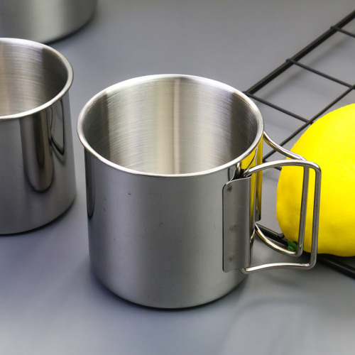Cross-border supply factory wholesale stainless steel 304 water cup folding handle cup portable mountain climbing camping cup