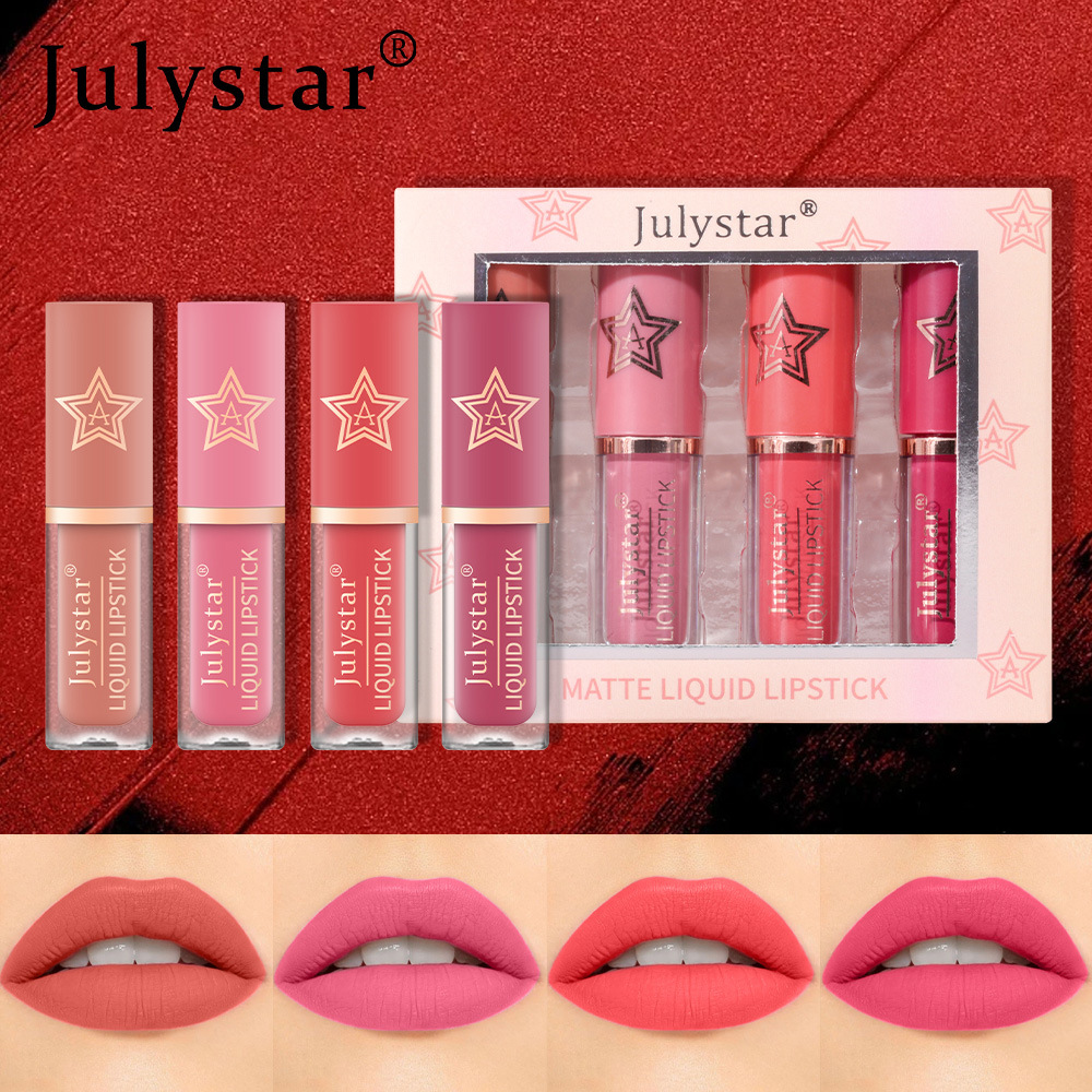 Carina Maquillage mat, décoloration, boîte de vernis à lèvres antiadhésive, ensemble de rouge à lèvres naturel tridimensionnel hydratant et longue durée_voghion.com