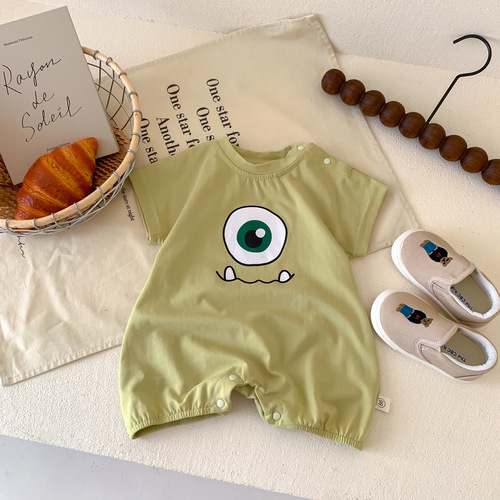 Ins style Korean version of the same type of baby clothes for boys and girls. Newborn summer thin style trendy cartoon jumpsuit