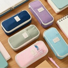 Amazonの人気ツイルマカロン伸縮文具箱学生シンプルで変換可能な大容量筆箱多機能