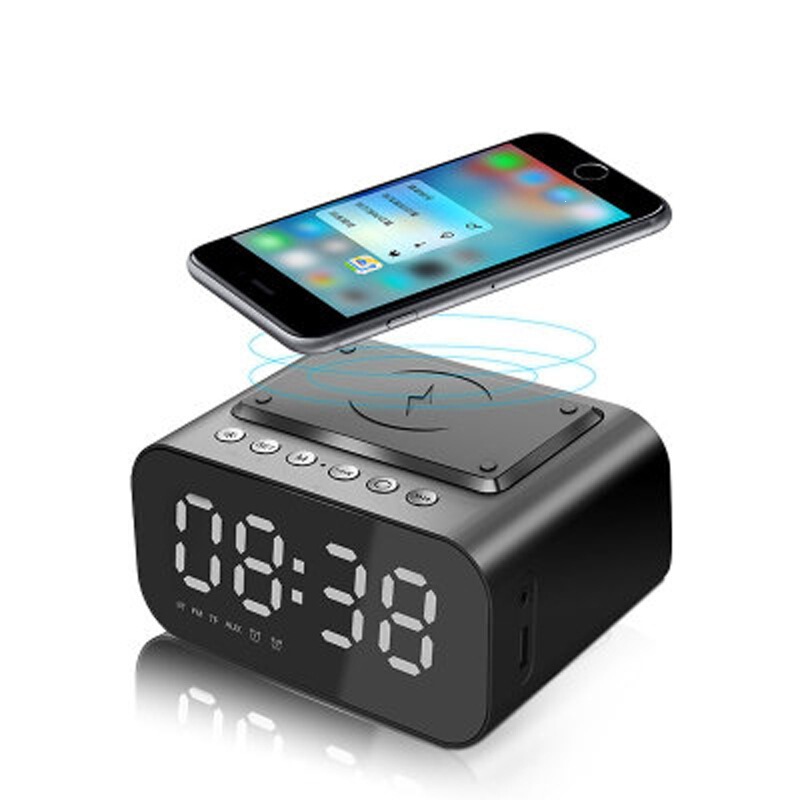 Cross-Border New Model Wireless Charging Portable Bluetooth Speaker Mini Alarm Clock Portable Subwoofer Card-Insertable Small Speaker Cross-Border New Model Wireless Charging Portable Bluetooth Speaker Mini Alarm Clock Portable Subwoofer Card-Insertable Small Speaker