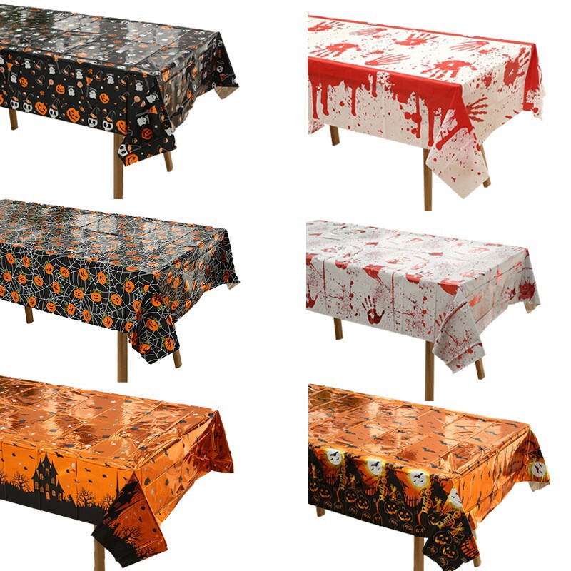 Halloween Party Tablecloth Horror Theme Decoration Decoration Fashion Rectangular Oil-proof Tablecloth Christmas Decoration