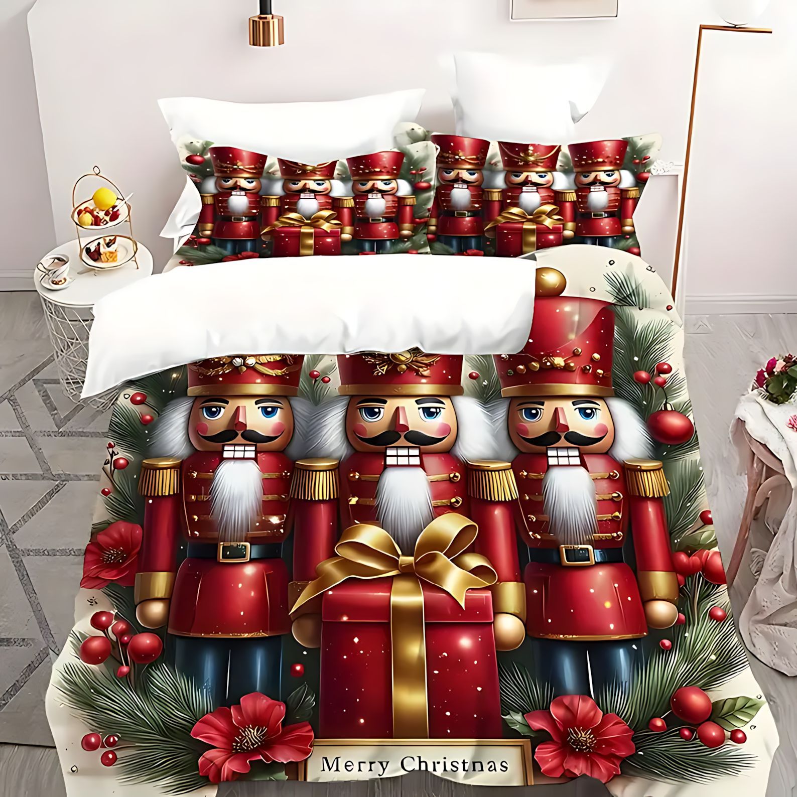 TEMU / JIT nuevo producto transfronterizo Navidad trencanueces soldados de alta definición digital impresión kit de edredón para diseñar