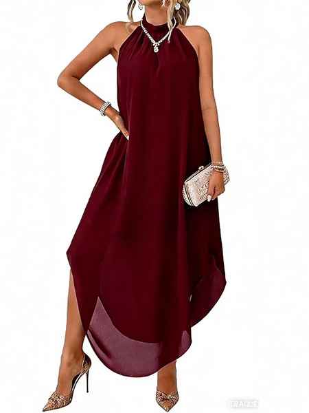 sexy solid dress with sleeves sleevless