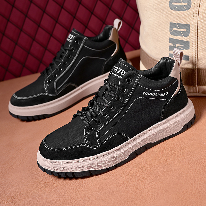 Zapatos de hombre 2023 Verano nuevos zapatos de cuero casuales antideslizantes transpirables tendencia de trabajo negro zapatos planos deportivos para hombres