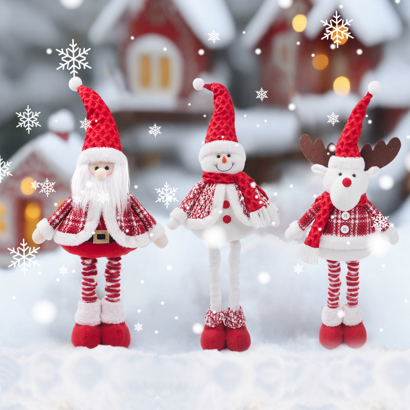 国境を越えた新しいクリスマス伸縮公仔かわいいヘラジカ人形クリスマスマフラー老人公仔装飾品卸売り|undefined