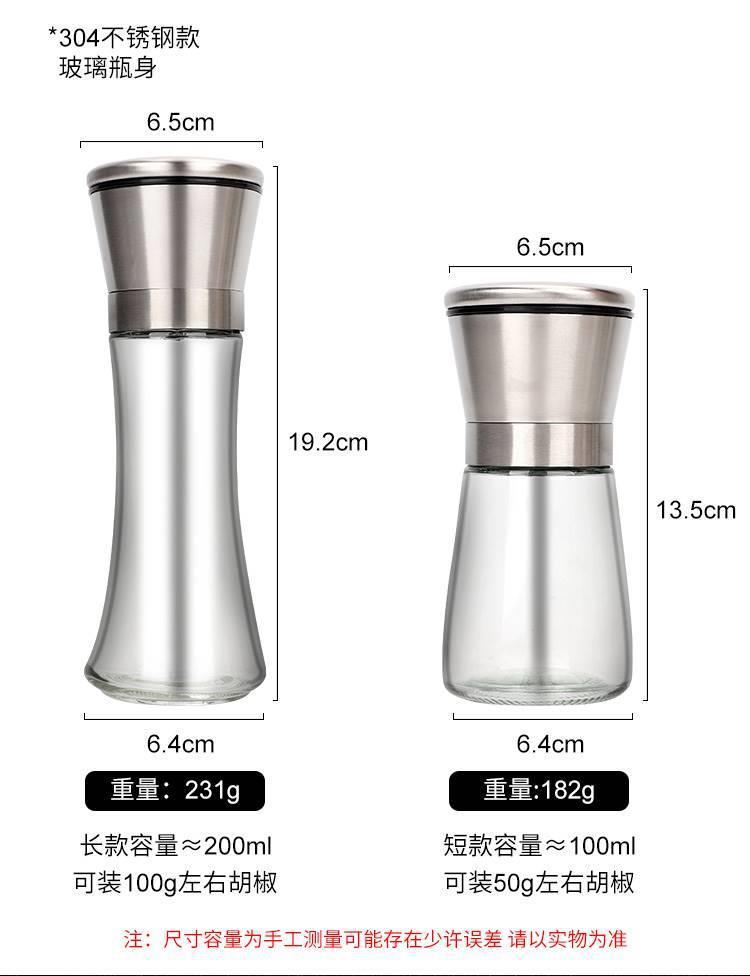 Stainless Steel Manual Pepper Grinder Set Adjustable Coarseness Kitchen Spice Mill for Pepper Sichuan Peppercorn specifications