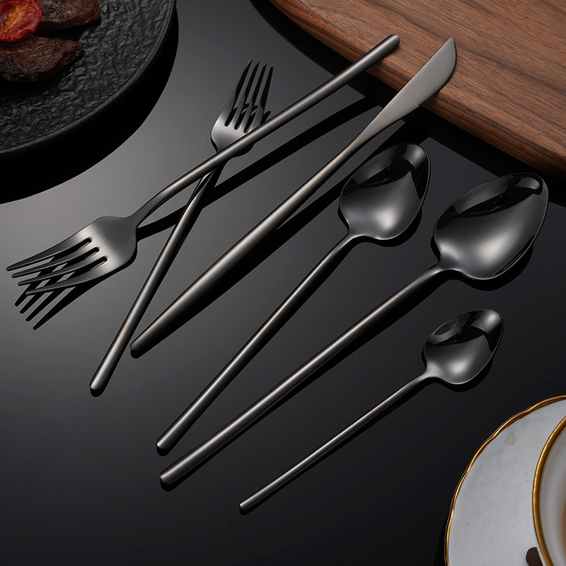 Cross-border 304 stainless steel knife, fork and spoon six-piece set high-end bright hotel western-style tableware steak knife, fork and spoon set