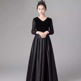 儿童小提琴大提琴音乐会演奏钢琴演出晚礼服女童古筝长款公主裙春