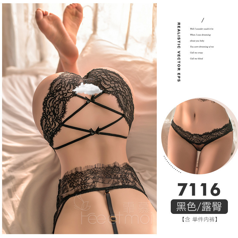 Fei Mu lencería sexy bikini sexy encaje T pantalón tanga traje de combinación para adultos cabello de una pieza