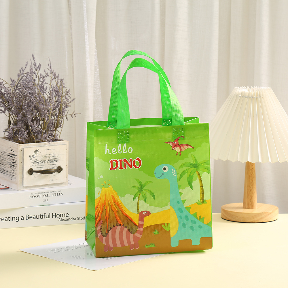 Bolsa de regalo pequeña para el Día del Niño, bolsa de regalo de tela no tejida con diseño de dinosaurio, bolsa de regalo para dulces de jardín de infantes image 4