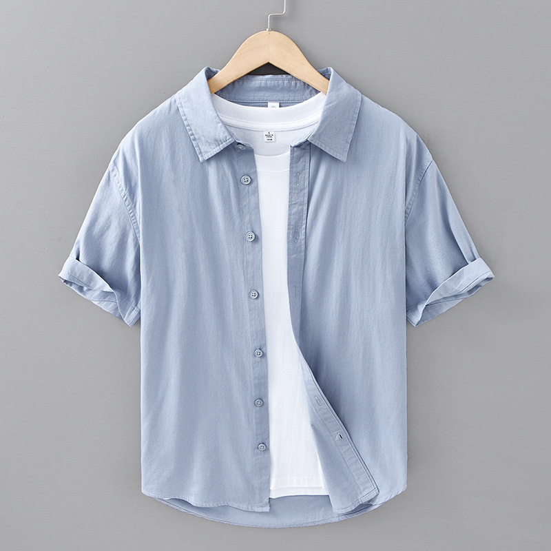 Men's New Cotton Short-sleeved Shirt Men's Summer Thin All-match Artistic Youth Simple Casual White Shirt 8701 Men's New Cotton Short-sleeved Shirt Men's Summer Thin All-match Artistic Youth Simple Casual White Shirt 8701
