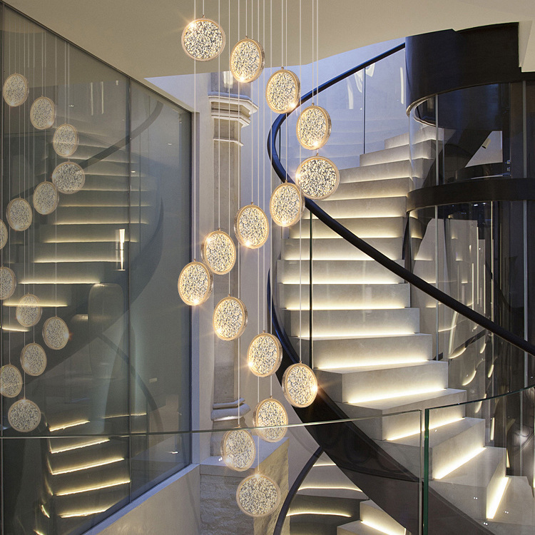 Luz moderna sala de estar escalera lujoso hotel lámpara de lujo ventas lámpara de lujo dúplex creativo loft lámpara de vestíbulo departamento de ventas