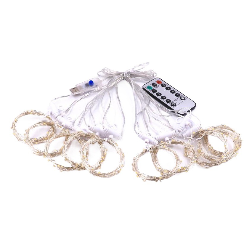 Interior y al aire libre gancho LED luz de la secuencia 3*3M pared de fondo decoración de Navidad cortina de luz USB ocho funciones de alambre de cobre de luz de color