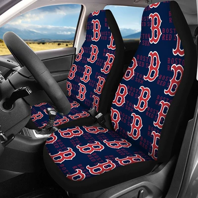 Cross-border car seat covers, a 4-piece set for the front and back rows, featuring the MLB Boston Red Sox team logo. Custom designs available upon request, and we offer drop shipping services