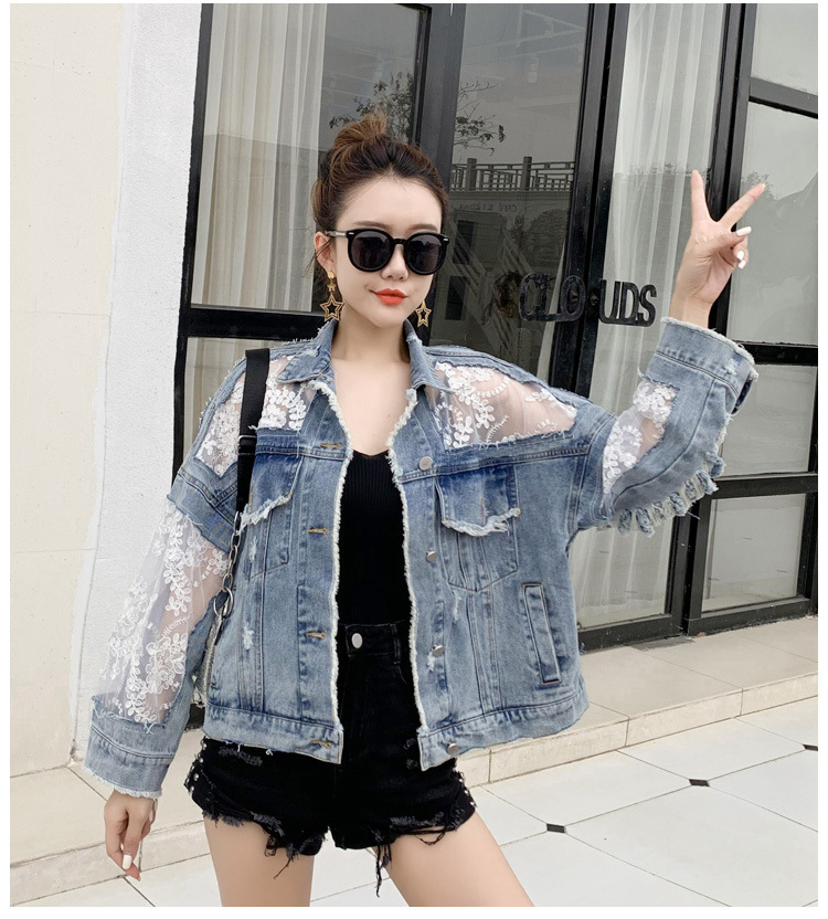 ​​Women's Lace Mesh Short Jacket – Lightweight Sun Protection Top With Embroidered Details (Light Blue, S-3XL)​​_voghion.com