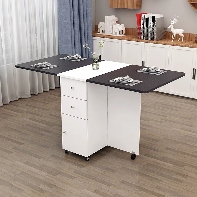 Mesa plegable simple, mesa de comedor de tipo pequeño, mesa de comedor retráctil multifuncional con cajón, gabinete de comedor rectangular