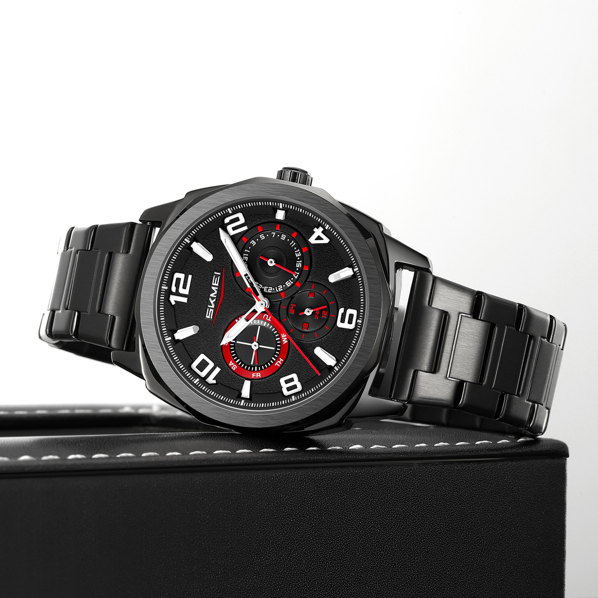 Fábrica directa de 24 horas calendario de relojes de pulsera multifuncional para hombres correa de acero relojes de pulsera mayorista transfronterizo