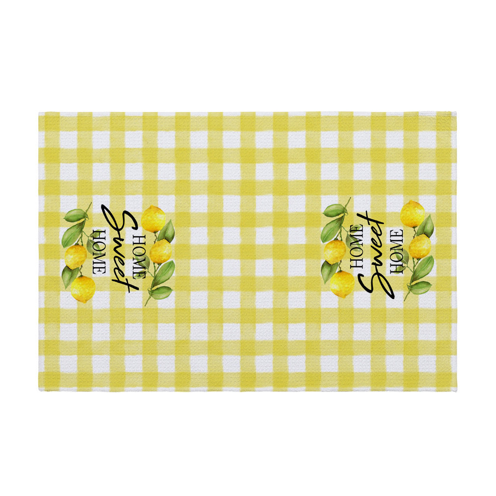 吸水印花华夫格菠萝格运动毛巾 跨境亚马逊热销超细纤维厨房毛巾