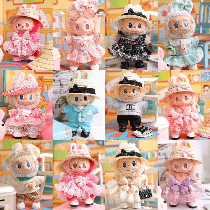 Suitable for Labubu Doll Clothes, Plush Vinyl Sitting Party First, Second and Third Generation Replacement Skirt Suit