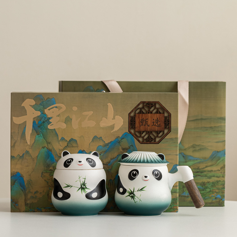 Taza de panda cultural y creativa de la marea nacional Taza de cerámica Taza de té Taza de café Taza de filtro Nombre tallado Taza de apellido LOGO al por mayor
