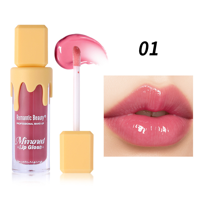 Esmalte labial espejo transfronterizo es fácil de colorear, esmalte labial de agua, esmalte labial líquido, esmalte labial de color perlado, mujer