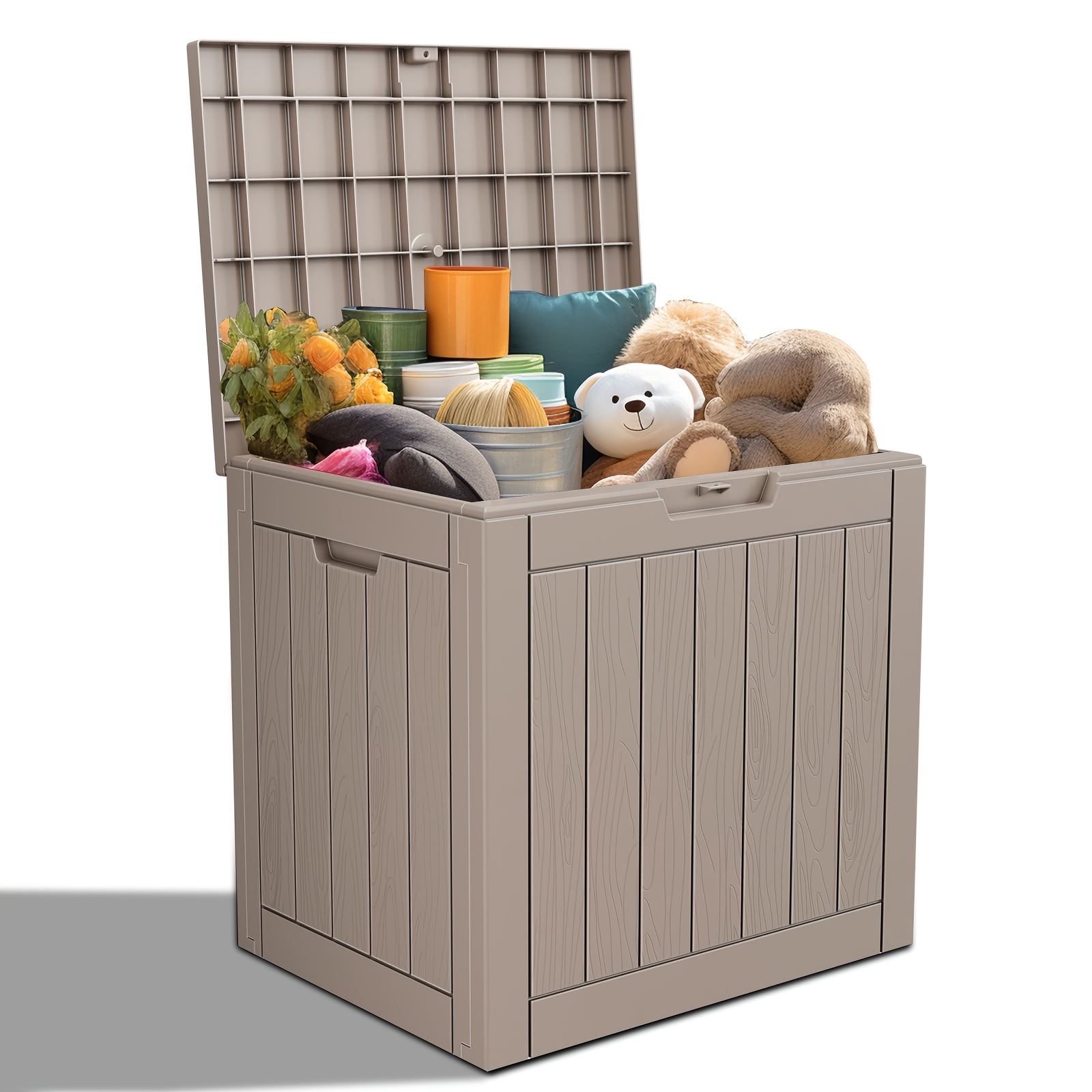 35 Gallon Deck Box Outdoor Storage Box Waterproof Resin Transfronterizo