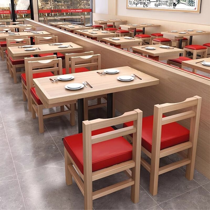 Commercial Dining Table and Chairs, Same Style as Mizumi Bibimbap Restaurant, Solid Wood Dining Table, Snack and Fast Food Shop, Noodle Shop, Table and Chair Set with Drawers